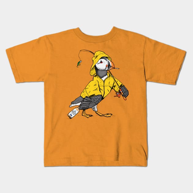 Puffin' Puffin - Canadian Birds Kids T-Shirt by deancoledesign